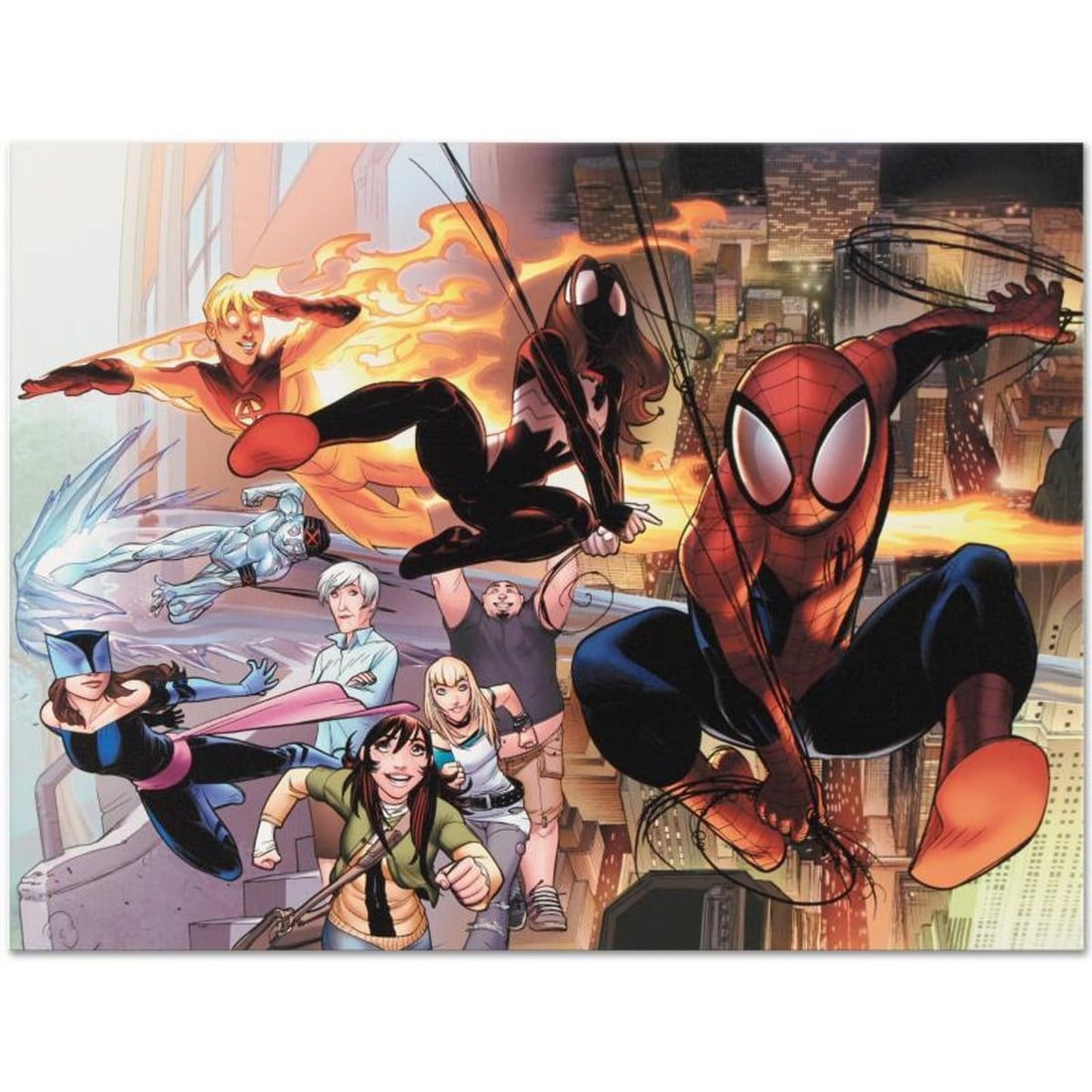 Marvel Comics "Ultimate Comics: Spider-Man #1" Numbered Limited Edition Giclee on Canvas by David: A piece of comic book history, this limited edition, from original art by David Lafuente, depicts the classic characters Spider-Man and others from the marvel universe. David Lafuente has drawn cover 