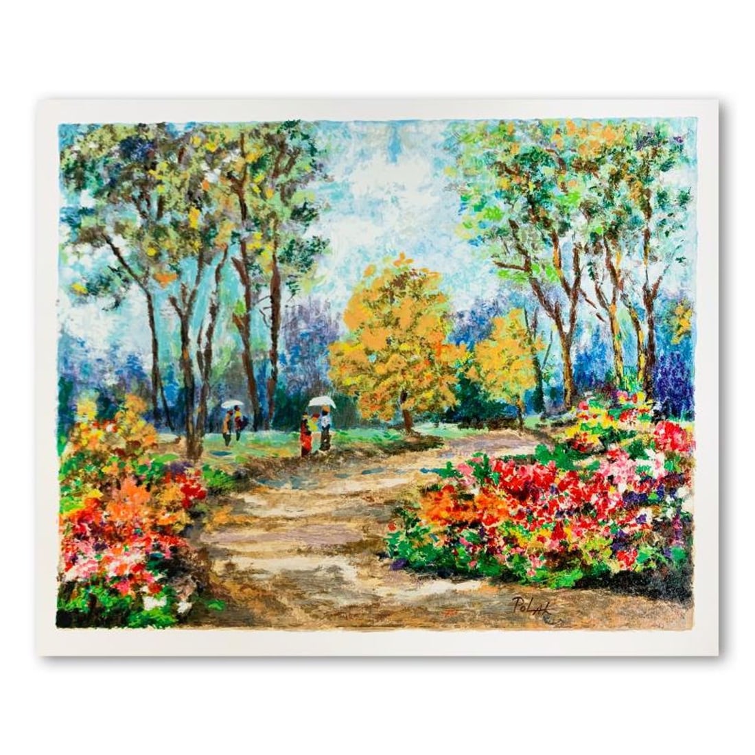 Dimitri Polak (1922-2008), "In the Park" Limited Edition Serigraph, Numbered and Hand Signed with: In the Park is a limited edition serigraph on paper, numbered and hand signed by Dimitri Polak (1922-2008). Includes Letter of Authenticity. Measures approx. 13.5" x 16.5" (border), 12" x 15" (image).