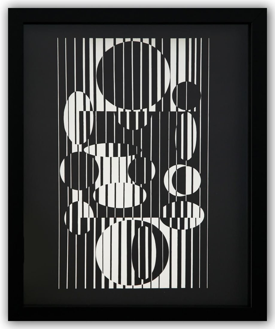Victor Vasarely- Heliogravure Print "Untitled": Artist: Victor Vasarely. Medium: Heliogravure Print. Title: Untitled. Size: 13" x 10". Measures approx. 15" x 12" (framed). Additional: Custom Framed. Reference#: 21542.