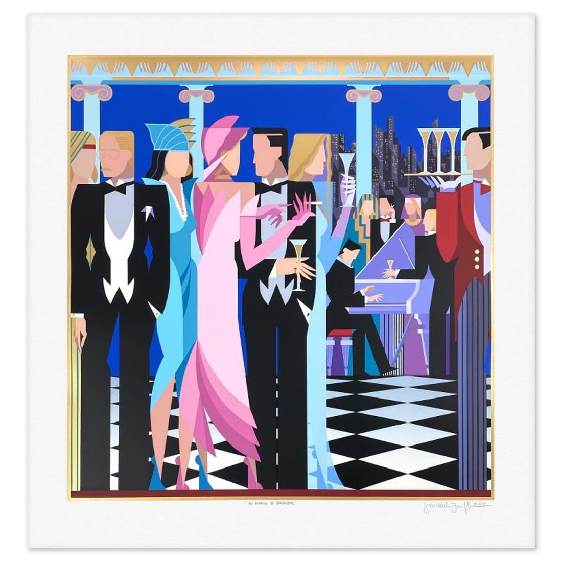 Giancarlo Impiglia, "An Evening To Remember" Limited Edition Serigraph, Numbered and Hand Signed: An Evening To Remember is a limited edition serigraph on paper by Giancarlo Impiglia, numbered and hand signed with a Letter of Authenticity. Measures approx. 39" x 37" (border), 32.5" x 31" (image). 
