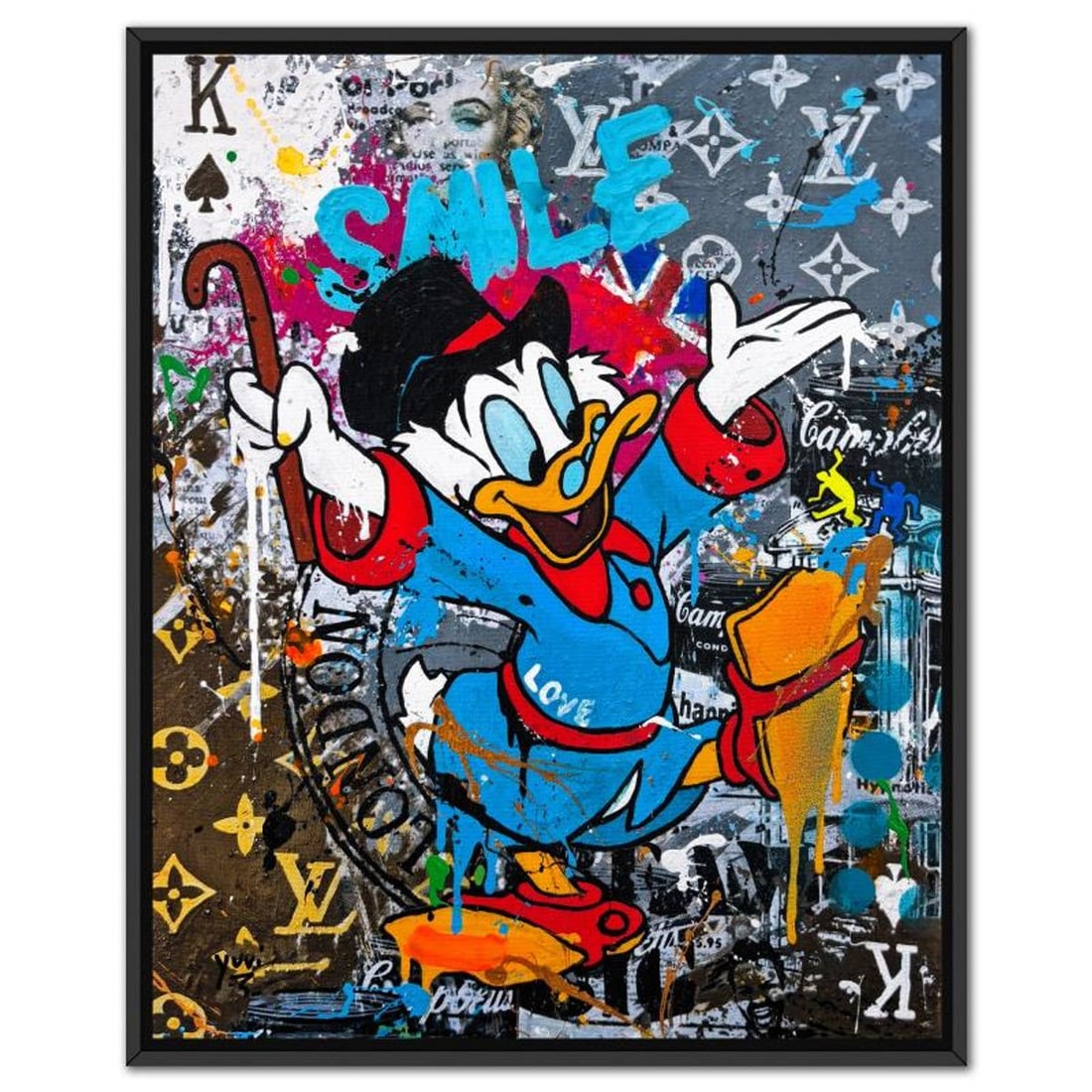 Yuvi, "Smile" Framed Hand Embellished Limited Edition on Canvas, Numbered 12/45 and Hand Signed with
