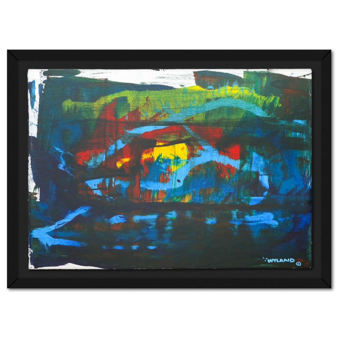 Wyland- Original Watercolor Painting on Deckle Edge Paper "Abstract": Artist: Wyland. Medium: Original Watercolor Painting on Deckle Edge Paper. Title: Abstract. Size: 29" x 42". Measures approx. 35" x 48" (framed). Signature: Hand signed by the artist. Certificate of A