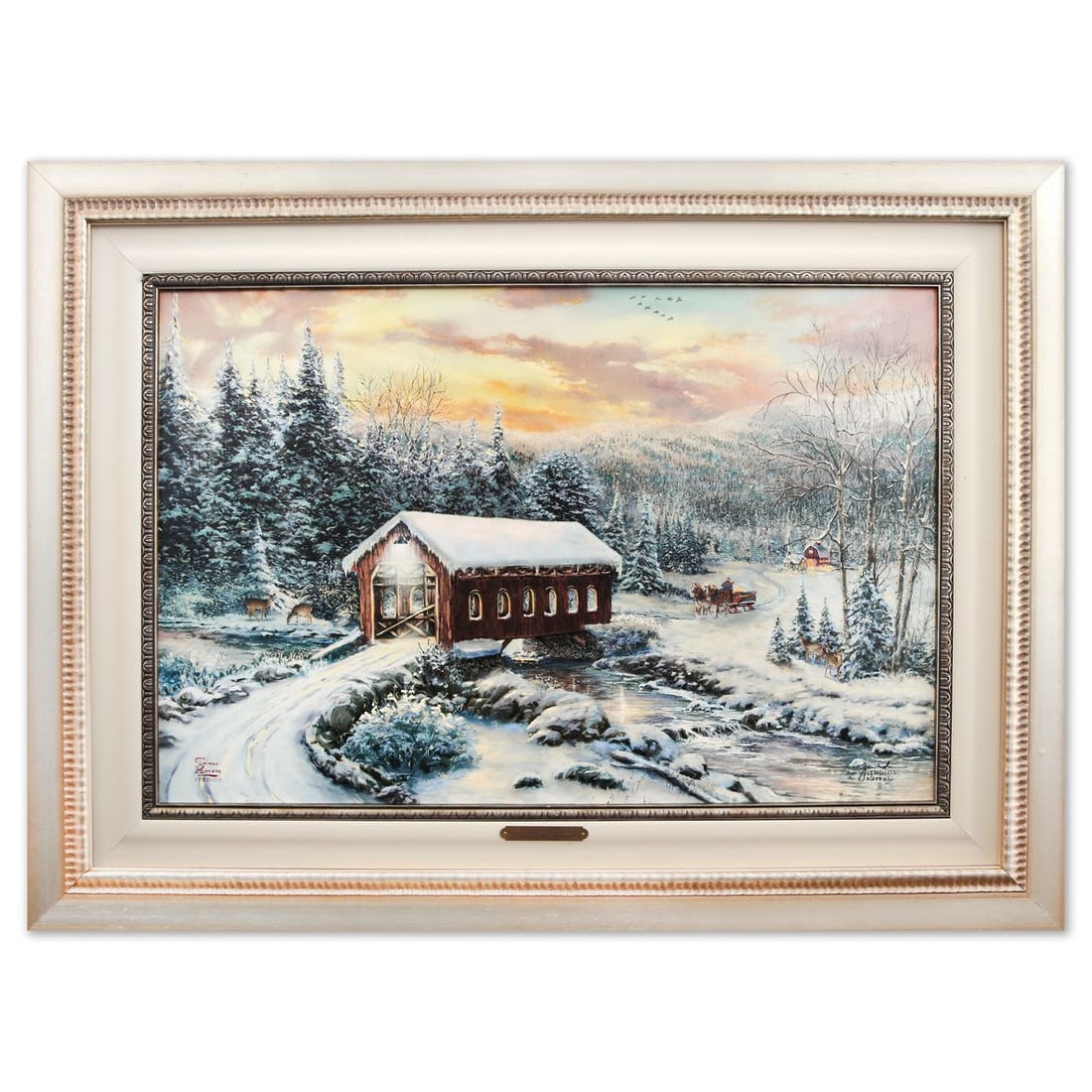 Thomas Kinkade- Hand Embellished Giclee on Canvas "A winters calm" (1 of 5)