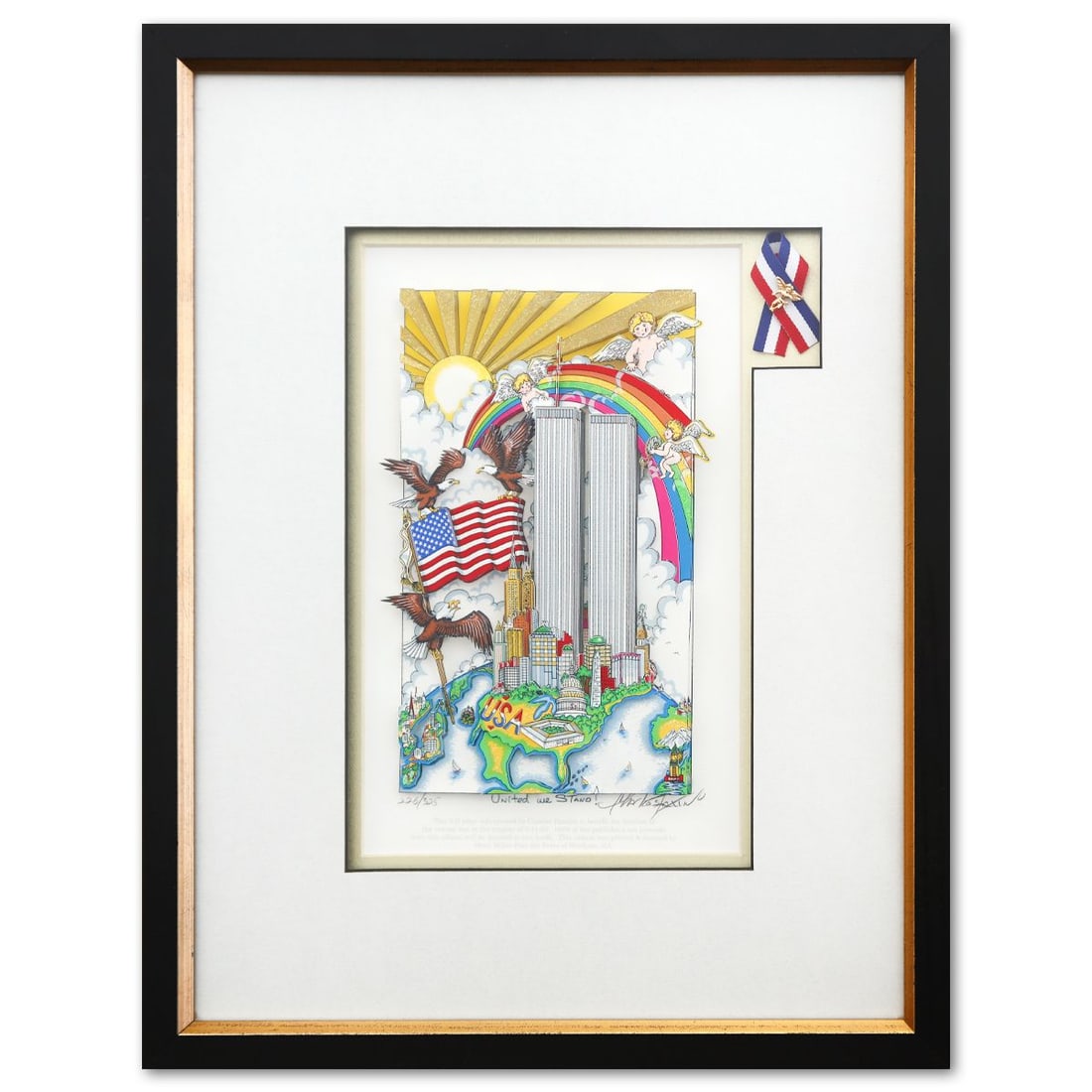 Charles Fazzino- 3D Construction Silkscreen Serigraph "United we Stand"