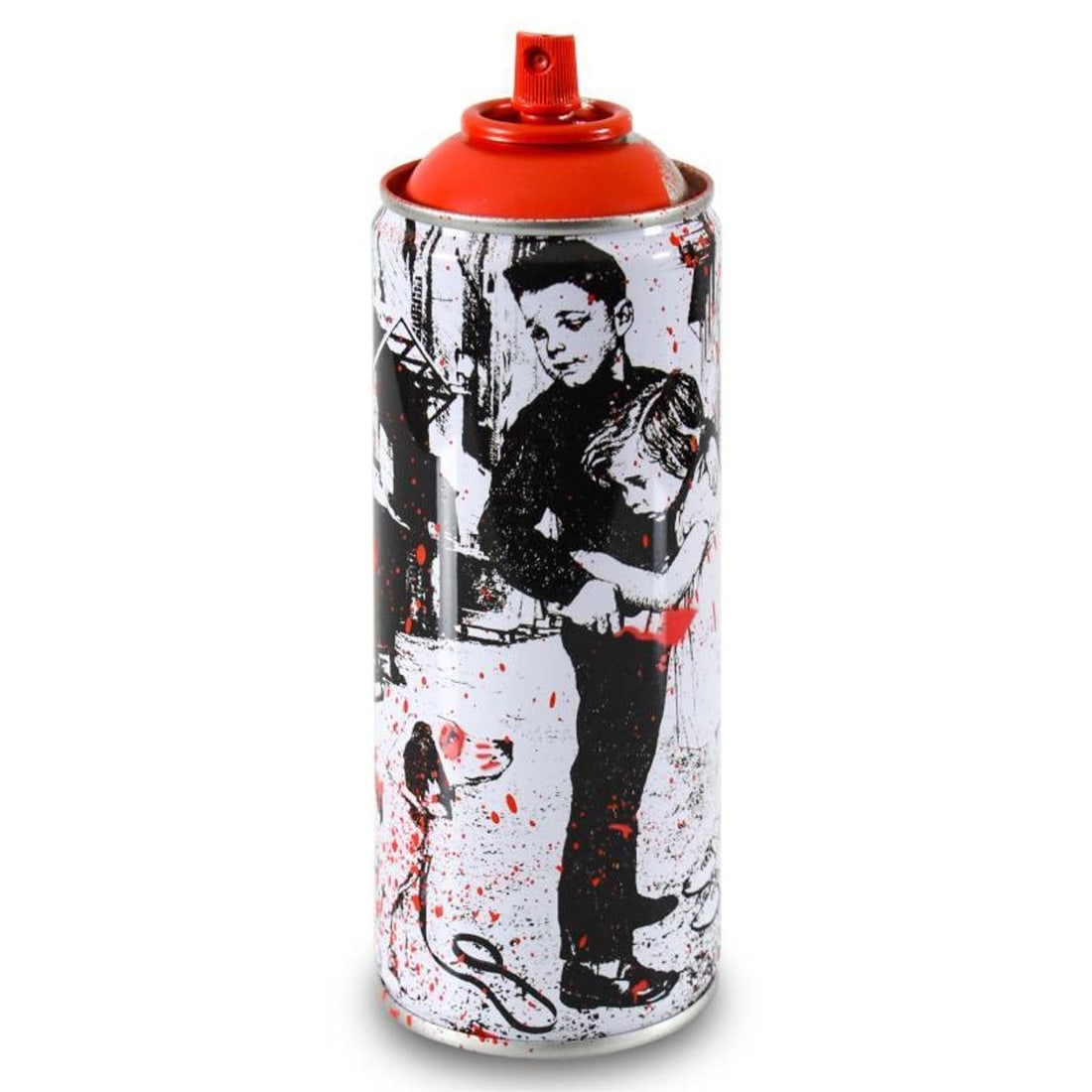 Mr. Brainwash, "Pup Art (Red)" Limited Edition Hand Painted Spray Can with Plate Signature.: Pup Art (Red) is a numbered limited edition hand painted spray can by Mr Brainwash. This piece bears the plate signature of the artist and comes from his 2020 Classic Spray Can Collection. Measures ap