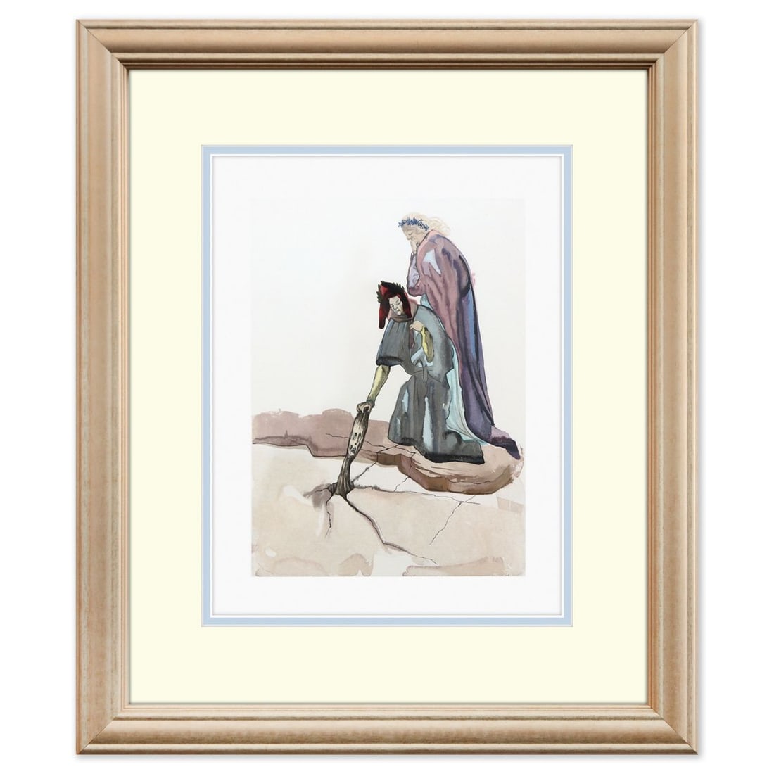 Salvador Dali- Original Color Woodcut on B.F.K. Rives Paper "Inferno 32"