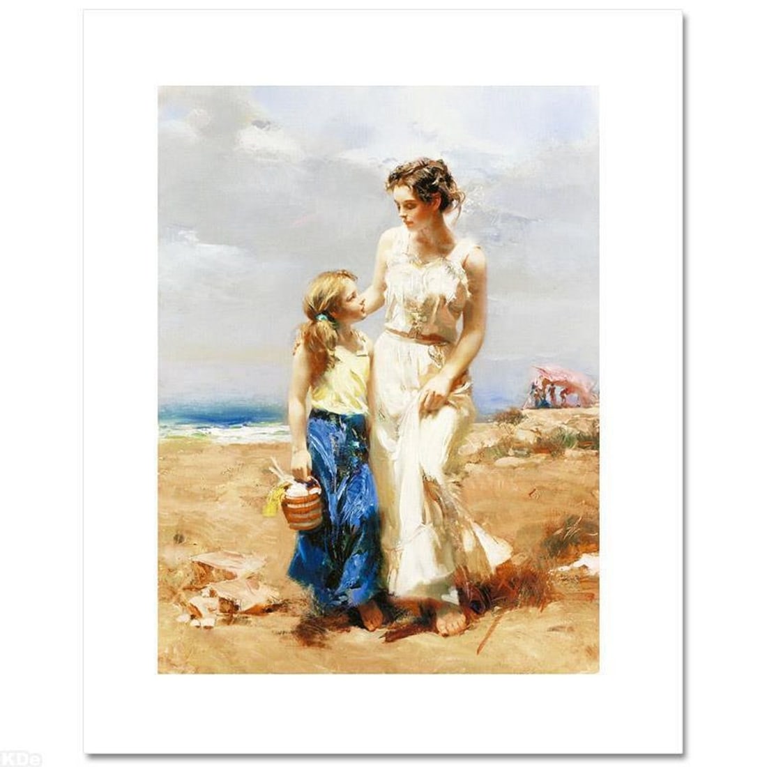Pino (1939-2010), "By The Sea" Hand Signed Limited Edition on Canvas with Certificate of