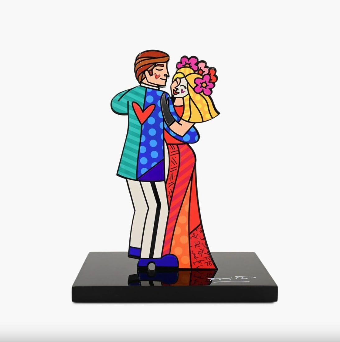 Romero Britto- Resin Sculpture with Hand Embellishments "Love is Love"