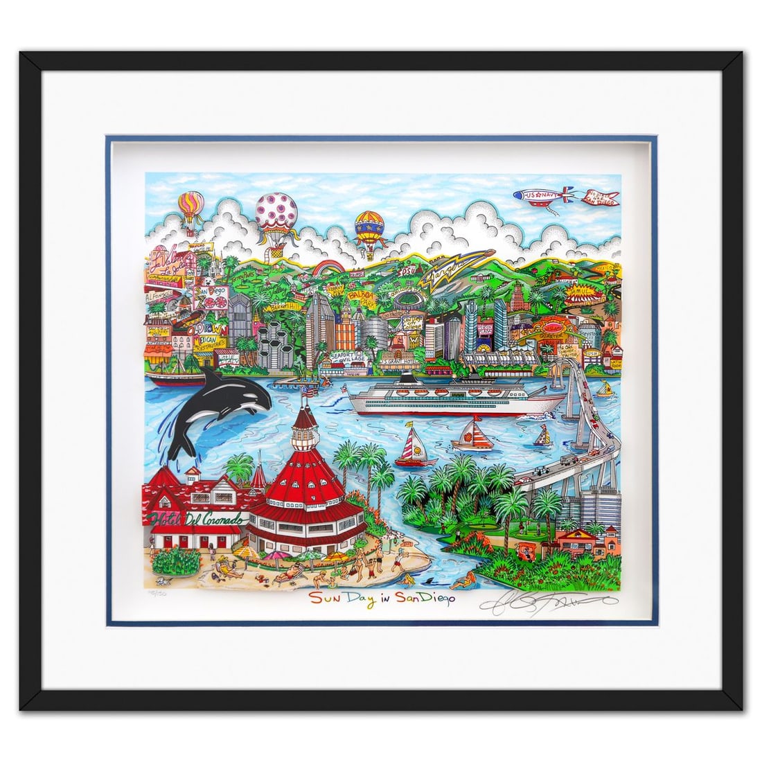 Charles Fazzino- 3D Construction Silkscreen Serigraph "Sun Day in San Diego"