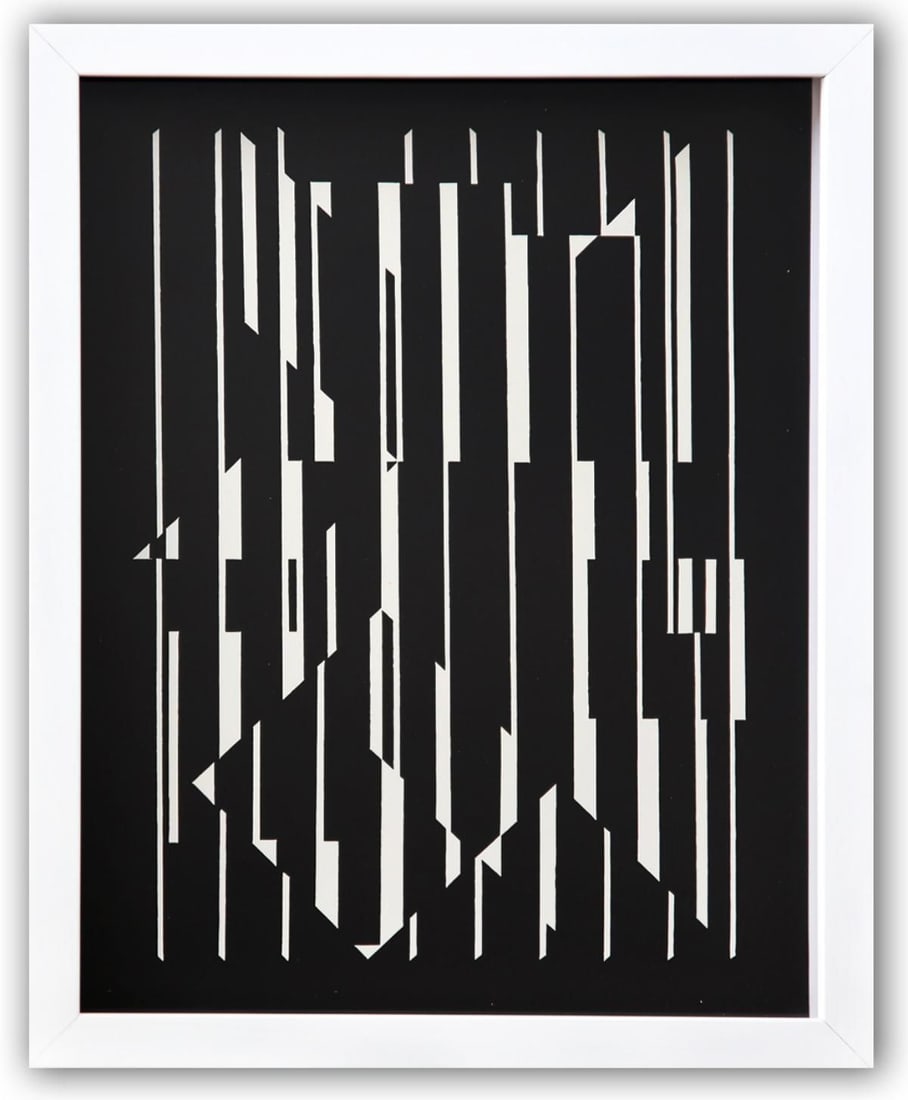 Victor Vasarely- Heliogravure Print "Untitled": Artist: Victor Vasarely. Medium: Heliogravure Print. Title: Untitled. Size: 14" x 11". Measures approx. 15" x 12" (framed). Additional: Custom Framed. Reference#: 21570.