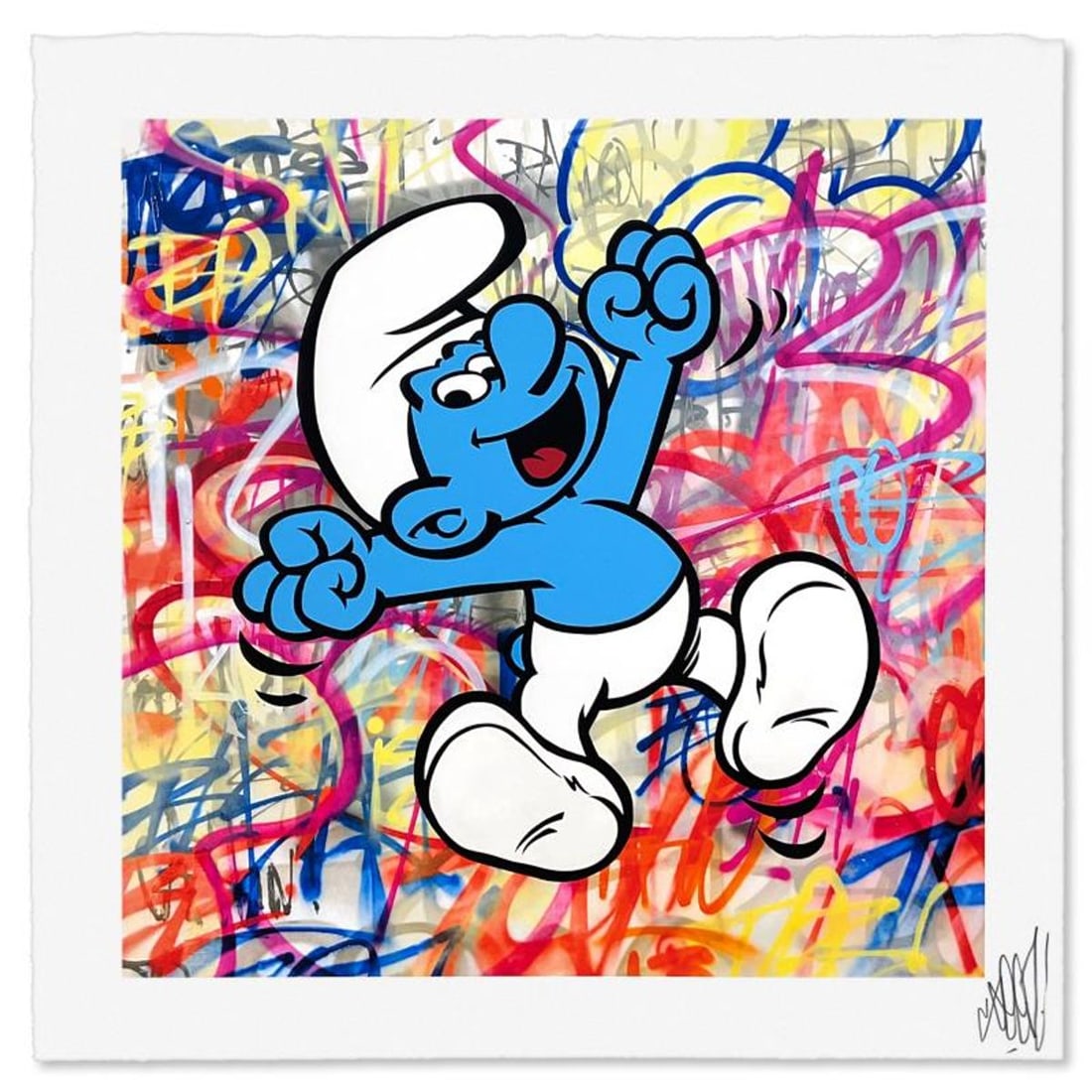Seen, "Smurf" Limited Edition, Numbered and Hand Signed with Letter Authenticity: Smurf is a limited edition giclee by Seen, numbered and hand signed by the artist. Includes Letter of Authenticity. Measures approx. 18" x 18" (border), 15" x 15" (image). Reference#: 93555.