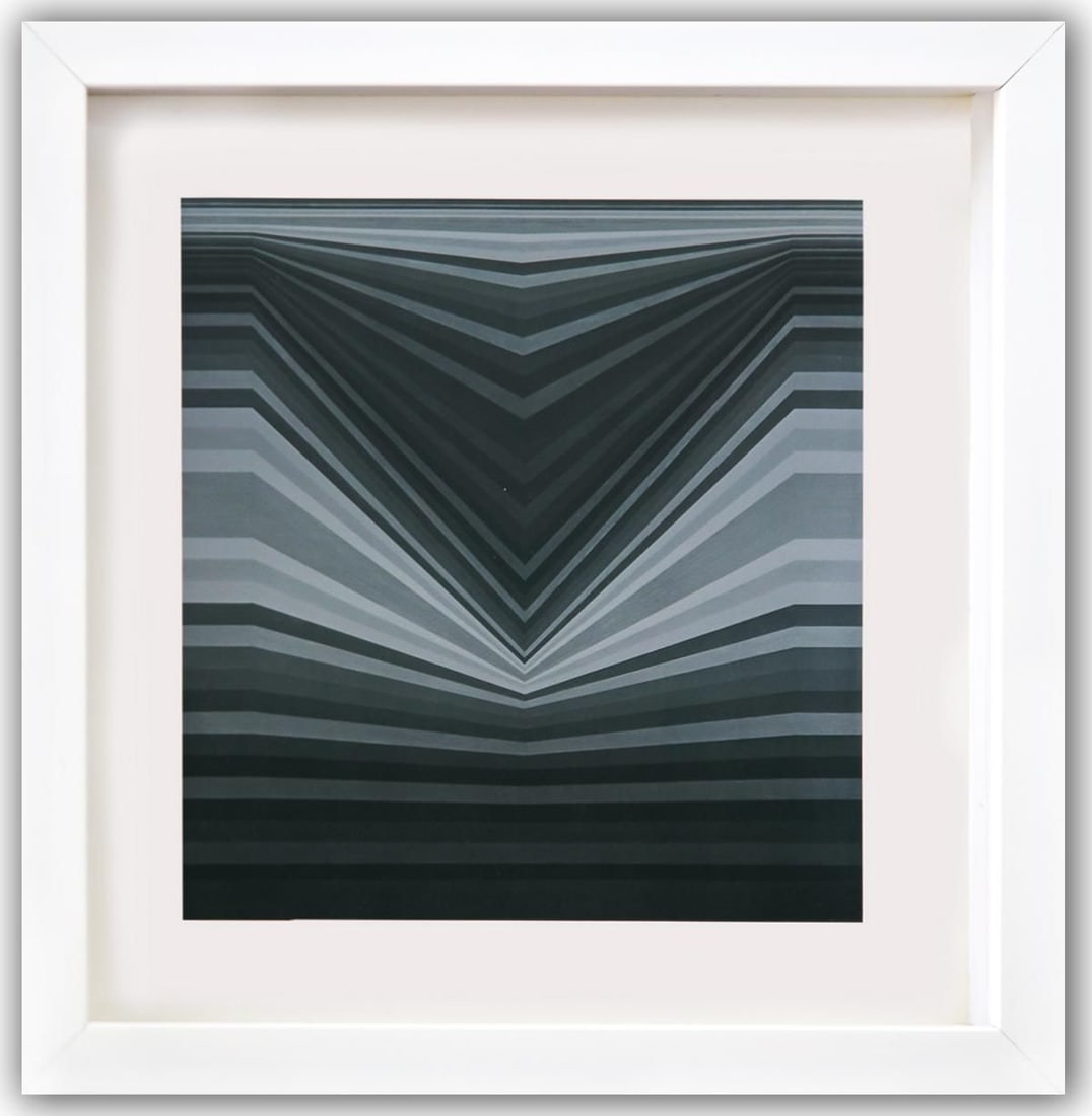 Victor Vasarely- Heliogravure Print "Untitled": Artist: Victor Vasarely. Medium: Heliogravure Print. Title: Untitled. Size: 11" x 10". Measures approx. 13" x 12" (framed). Additional: Custom Framed. Reference#: 21472.