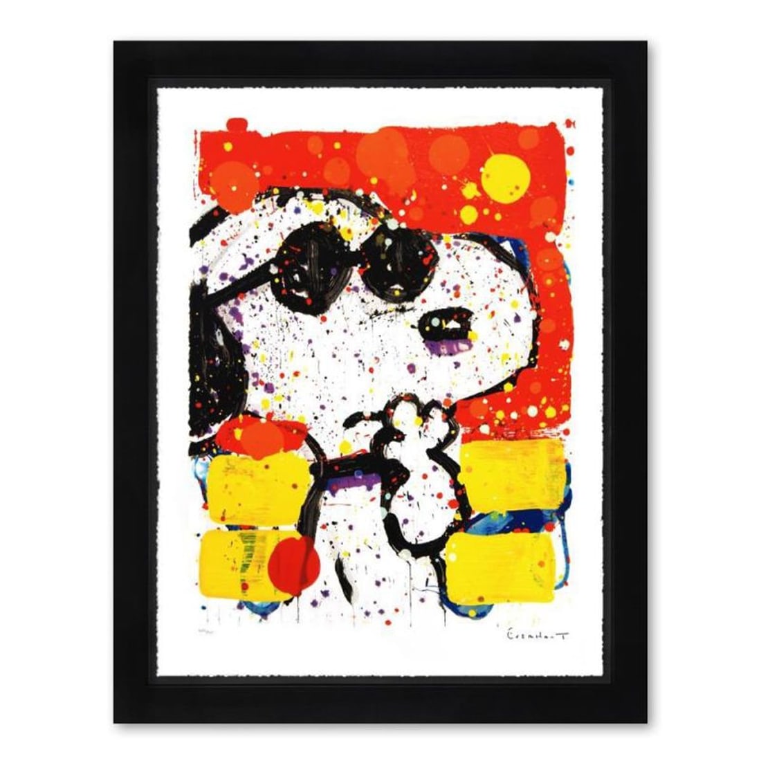 Tom Everhart, "Cool & Intelligent" Framed Limited Edition Hand Pulled Original Lithograph. Hand: Cool & Intelligent is a limited edition hand pulled original lithograph on museum quality deckle-edge paper by Tom Everhart. The piece is numbered, and hand signed by the artist. This is one of the