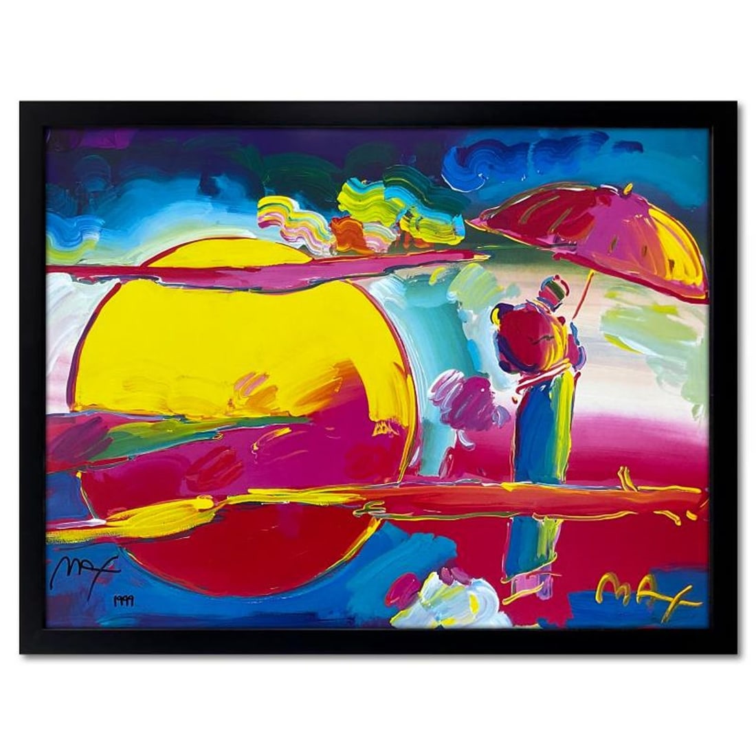 Peter Max, "New Moon II" Framed Hand Signed Offset Lithograph with Letter of Authenticity. (1 of 2)