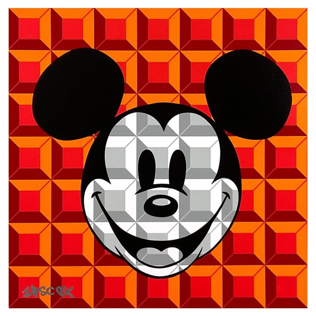 Tennessee Loveless, "Red 8-Bit Mickey" Limited Edition on Canvas from Disney Fine Art, Numbered and: Red 8-Bit Mickey is a limited edition giclee on canvas by Tennessee Loveless, numbered and hand signed by the artist. This piece is licensed by Disney Fine Art. Includes Letter of Authenticity. Measur