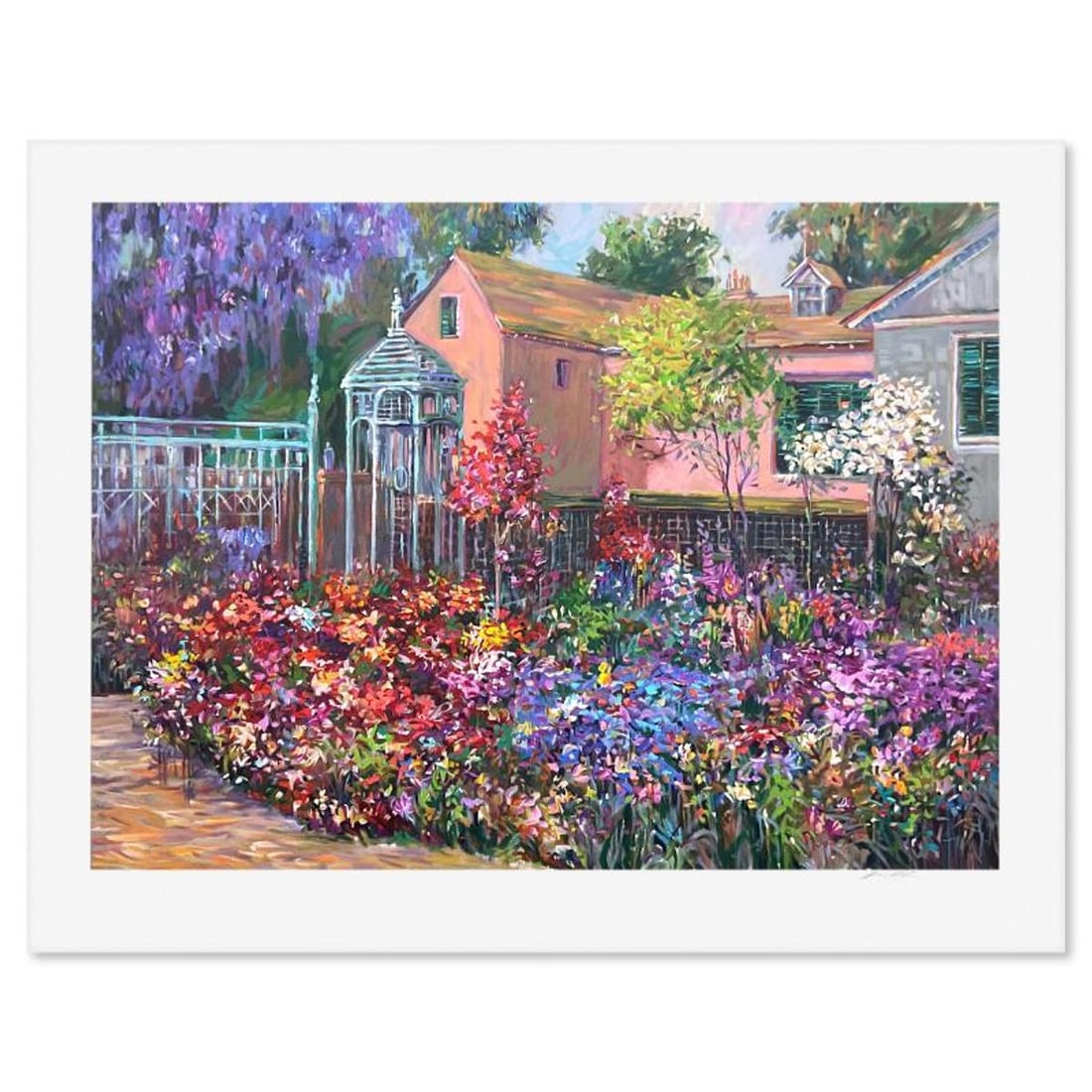 Henri Plisson (1933-2006), "The Country Yard" Limited Edition Serigraph, Numbered and Hand Signed: The Country Yard is a limited edition serigraph on paper by Henri Plisson (1933-2006), numbered and hand signed by the artist. Includes Letter of Authenticity. Measures approx. 30.5" x 38.5" (border),
