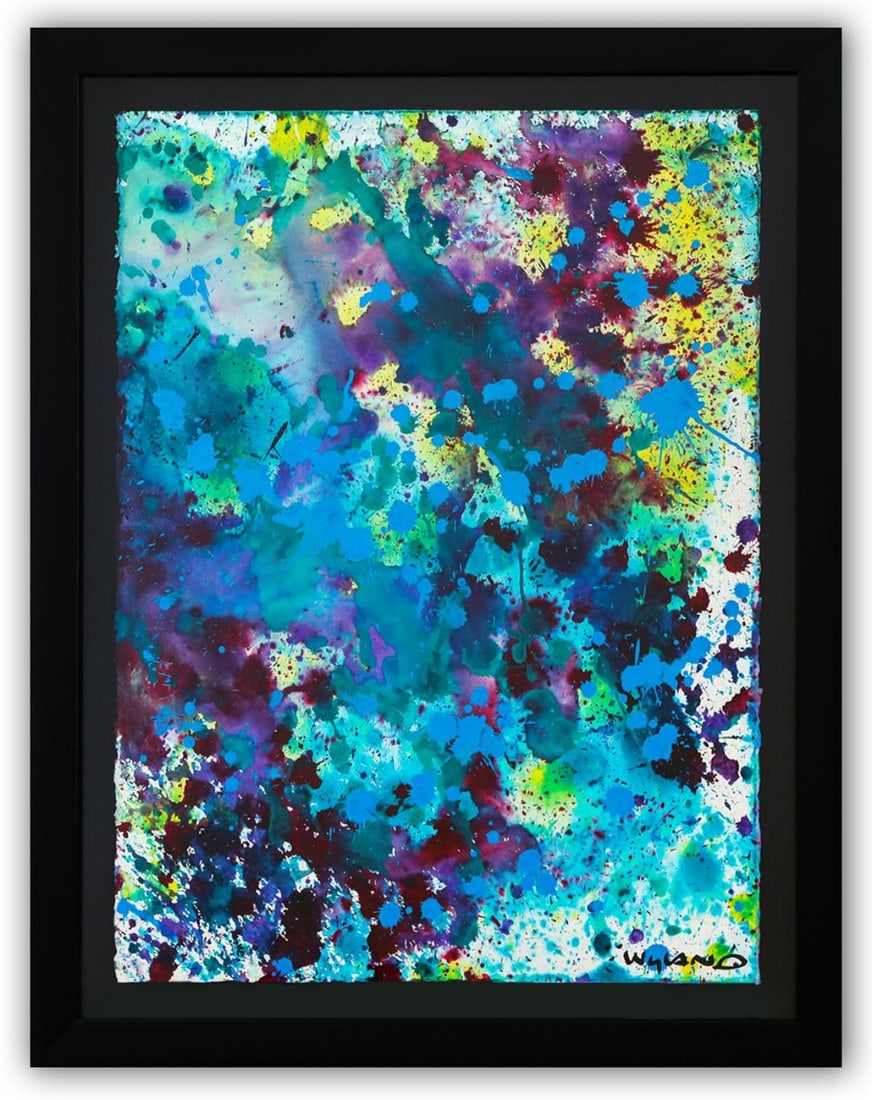 Wyland- Original Watercolor Painting on Deckle Edge Paper "Abstract Drip": Artist: Wyland. Medium: Original Watercolor Painting on Deckle Edge Paper. Title: Abstract Drip. Size: 30" x 22". Measures approx. 36" x 29" (framed). Signature: Hand Signed by the artist. Certificate