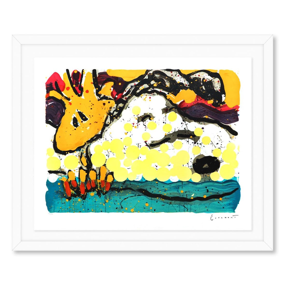 Tom Everhart- Hand Pulled Original Lithograph "Bora Bora Boogie Bored": Artist: Tom Everhart. Medium: Hand Pulled Original Lithograph. Title: Bora Bora Boogie Bored. Size: 29" x 37". Measures approx. 34" x 43" (framed). Signature: Hand signed and numbered. Certificate of 