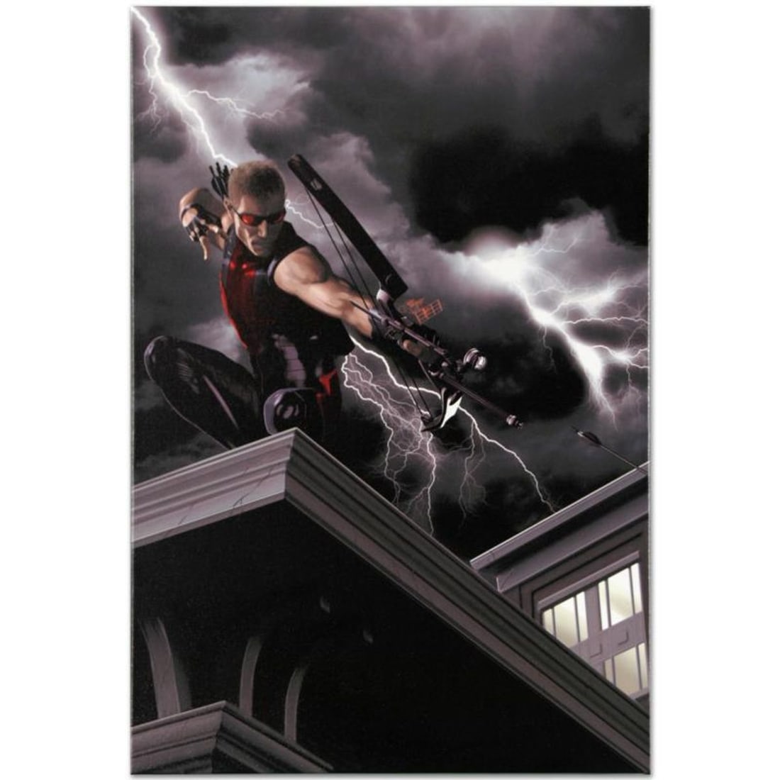 Marvel Comics "Ultimate Hawkeye #2" Numbered Limited Edition Giclee on Canvas by Kaare Andrews with: A piece of comic book history, this limited edition, from original art by Kaare Andrews, depicts the heroic Hawkeye. Kaare Andrews is a Canadian comic book writer and artist and filmmaker known for hi