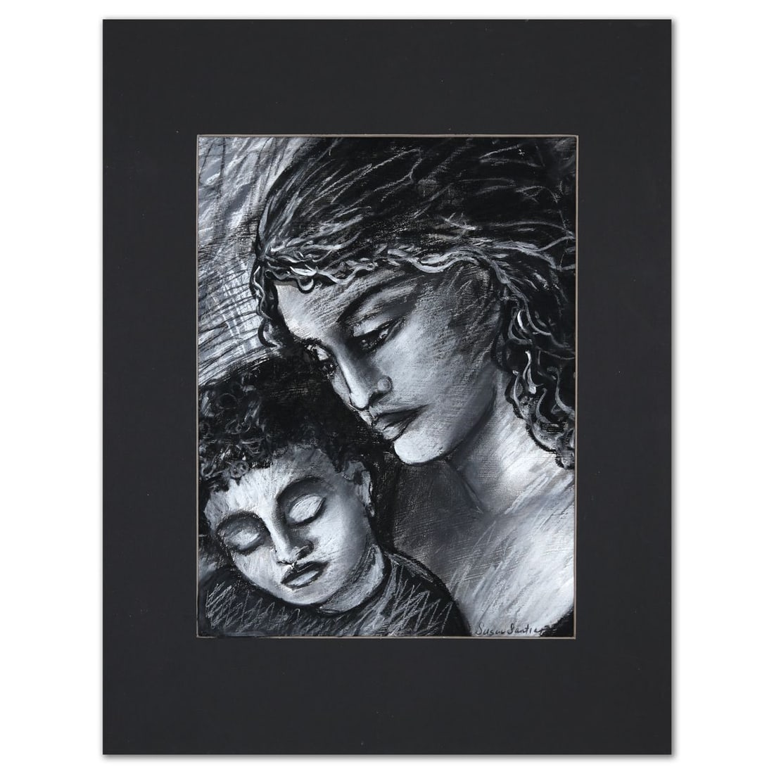 Susan Santoro- Charcoal Sketch Portrait: Artist: Susan Santoro. Medium: Charcoal Sketch Portrait. Size: 13.5" x 10.5". Signature: Hand Signed. Reference#: 62182.