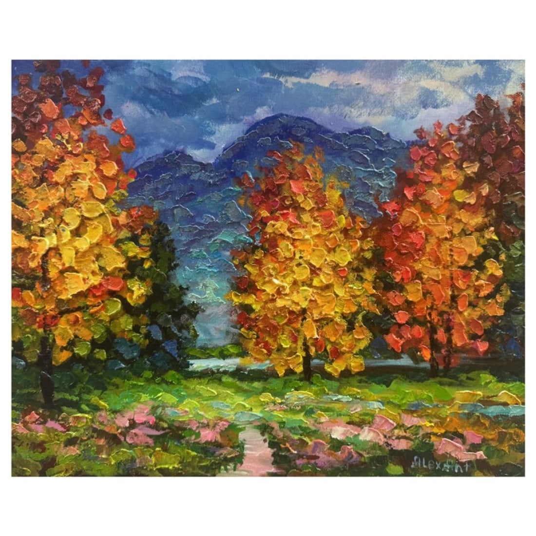 Alexander Antanenka, "Golden Forest" Hand Signed Original Painting on Canvas with Letter of (1 of 10)