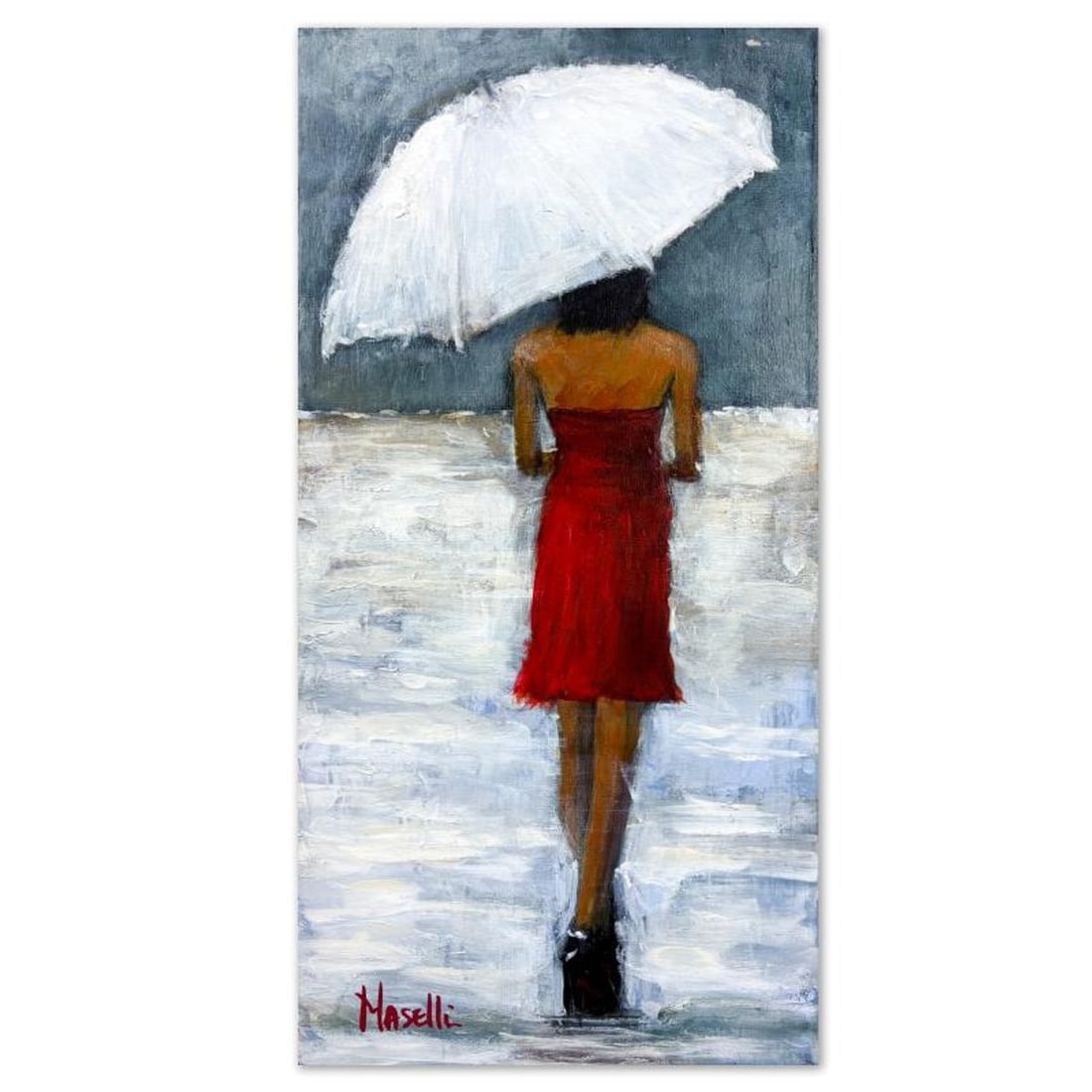 Michael Maselli, "Spring Raindrops" Original Painting on Canvas, Hand Signed with Letter of