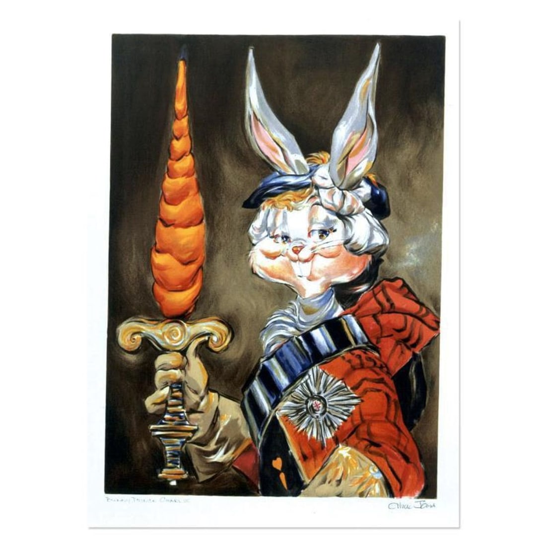 Chuck Jones "Bunny Prince Charlie" Hand Signed Limited Edition Fine Art Stone Lithograph.: Bunny Prince Charlie is a limited edition stone lithograph on paper. The piece is numbered, hand signed by Chuck Jones (1912-2002), and includes a Certificate of Authenticity! Measures Approx: 14" x 2