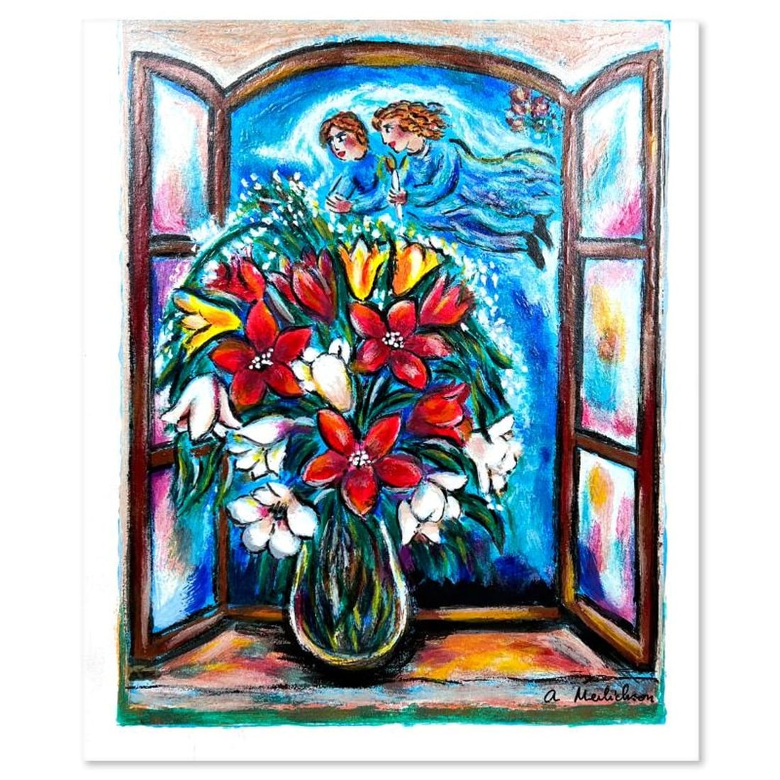 Alex Meilichson, "Angel's Blossom" Hand Signed, Numbered Limited Edition Serigraph with Letter of