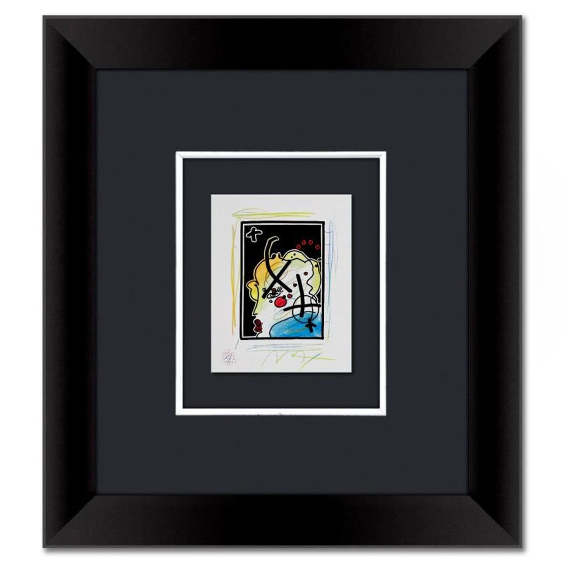 Peter Max, "Profile" Framed One-of-a-Kind Mixed Media, Hand Signed with Registration Number (1 of 2)