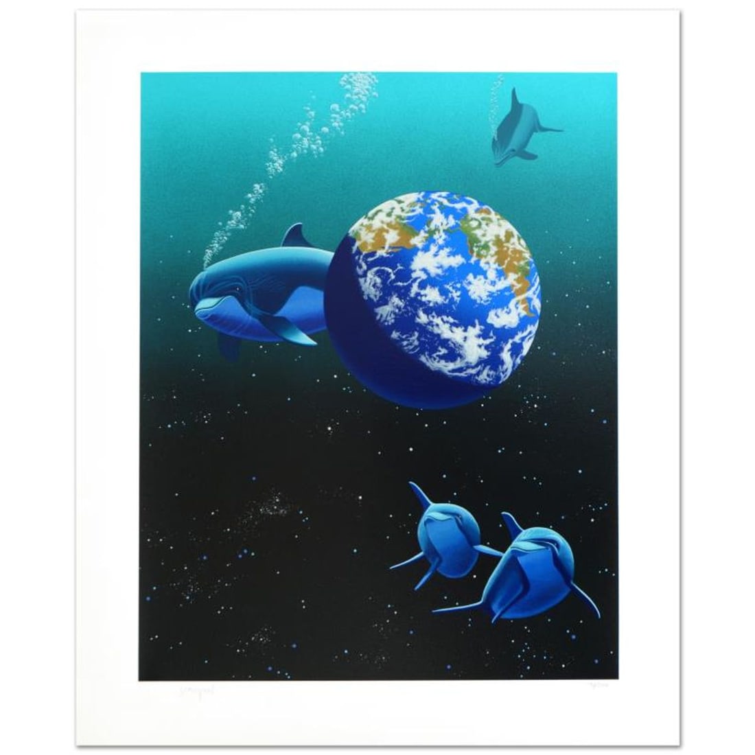 William Schimmel, "Our Home Too II (Dolphin)" Limited Edition Serigraph, Numbered and Hand Signed: Our Home Too II (Dolphin) is a limited edition serigraph on paper by William Schimmel, numbered and hand signed by the artist! Includes Certificate of Authenticity! Measures approx. 28" x 34" (with bo