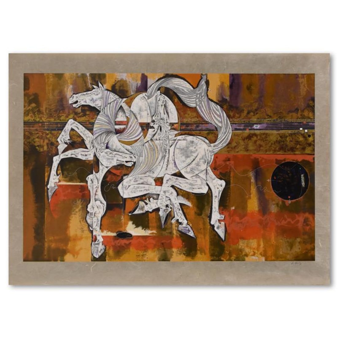 Lu Hong, "Equus" Limited Edition Serigraph on Rice Paper, Numbered and Hand Signed with Letter of (1 of 2)