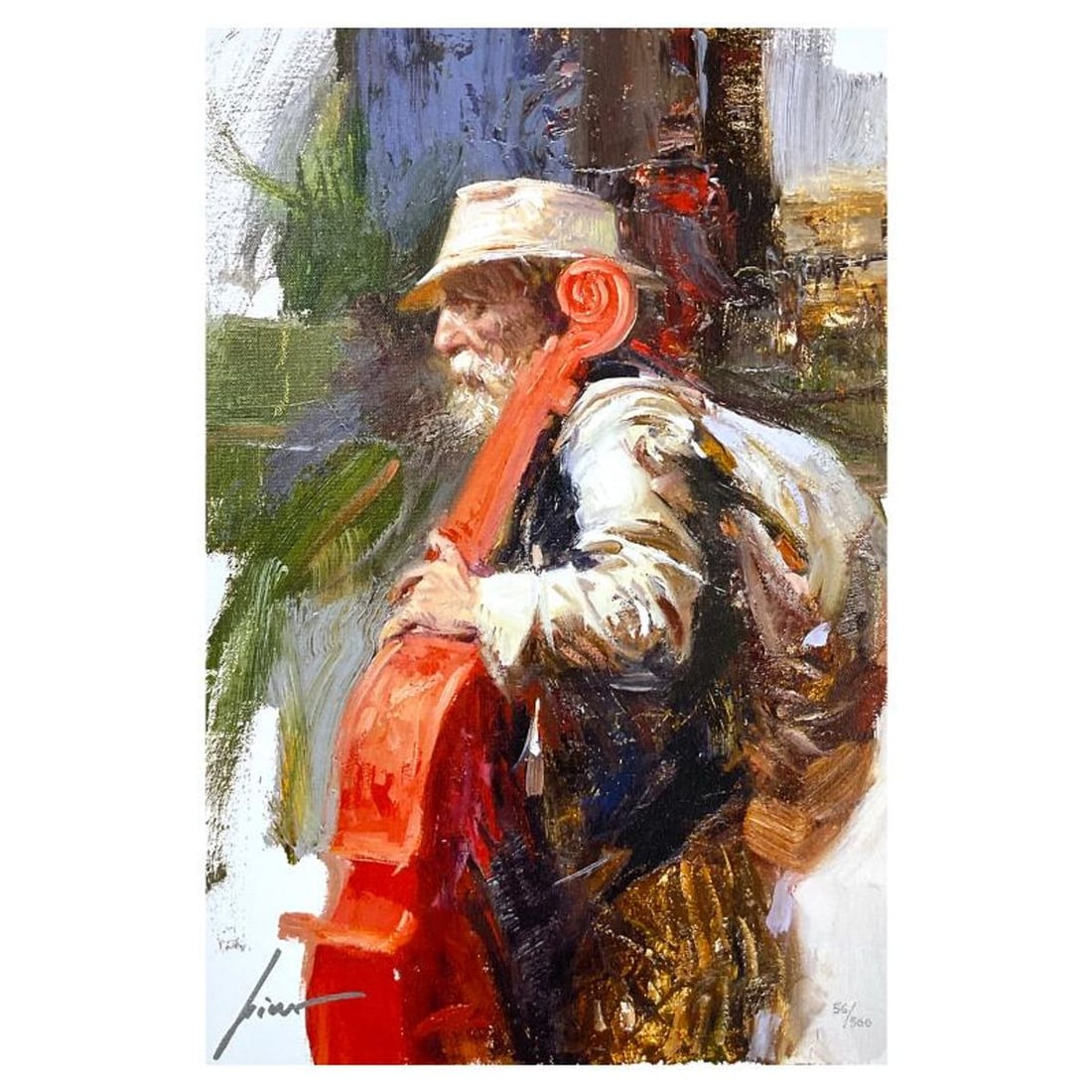 Pino (1939-2010), "The Red Viola" Limited Edition on Canvas, Numbered 56/500 and Hand Signed with