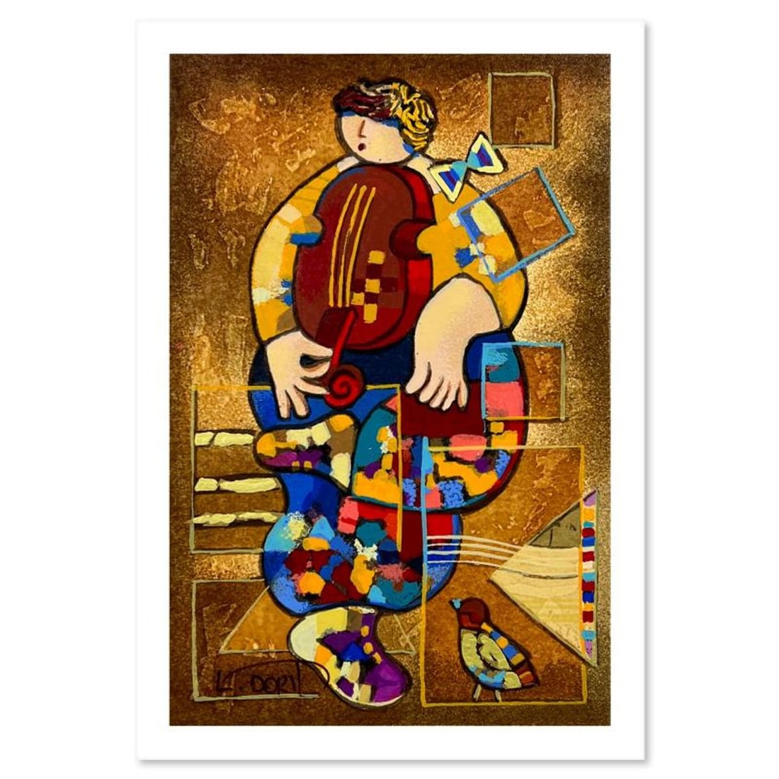 Dorit Levi, "Merry Violin" Limited Edition Serigraph, Numbered and Hand Signed with Letter of: "Merry Violin" is a limited edition serigraph on paper by Dorit Levi. The piece comes hand signed by the artist, numbered, and with a letter of authenticity. Measures approximately 8" x 5.5".