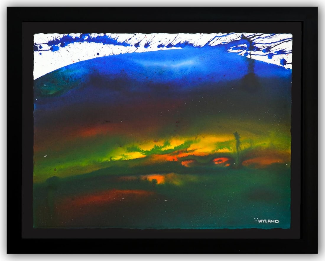 Wyland- Original Watercolor Painting on Deckle Edge Paper "Abstract": Artist: Wyland. Medium: Original Watercolor Painting on Deckle Edge Paper. Title: Abstract. Size: 22" x 30". Measures approx. 29" x 36" (framed). Signature: Hand Signed by the artist. Certificate of