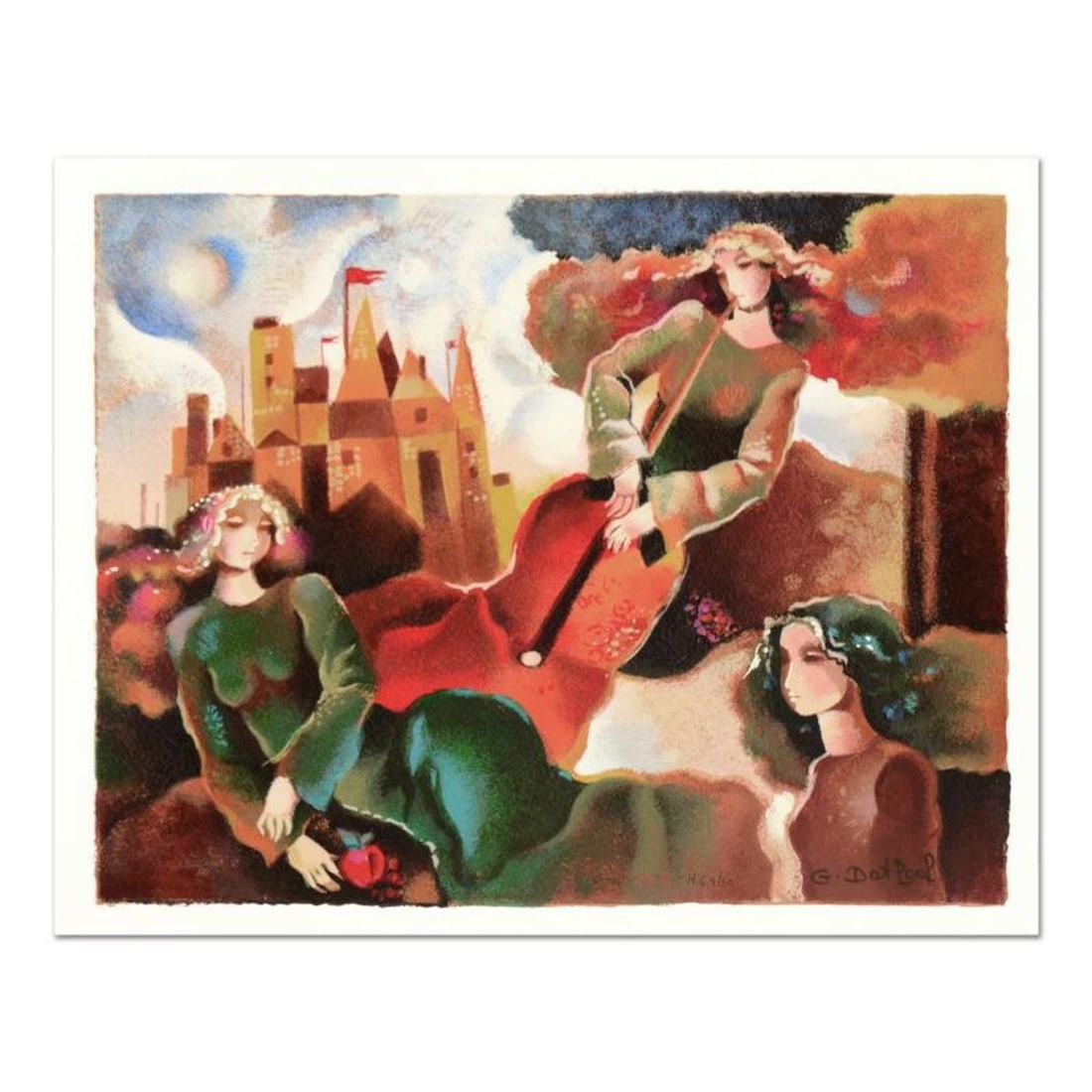 Galina Datloof, "Musical Flight" Limited Edition Serigraph, Numbered and Hand Signed with: Musical Flight is a limited edition serigraph on paper, numbered and hand signed by Galina Datloof. Includes Certificate of Authenticity. Measures approx. 17.5" x 15" (border), 16" x 12.5" (image).