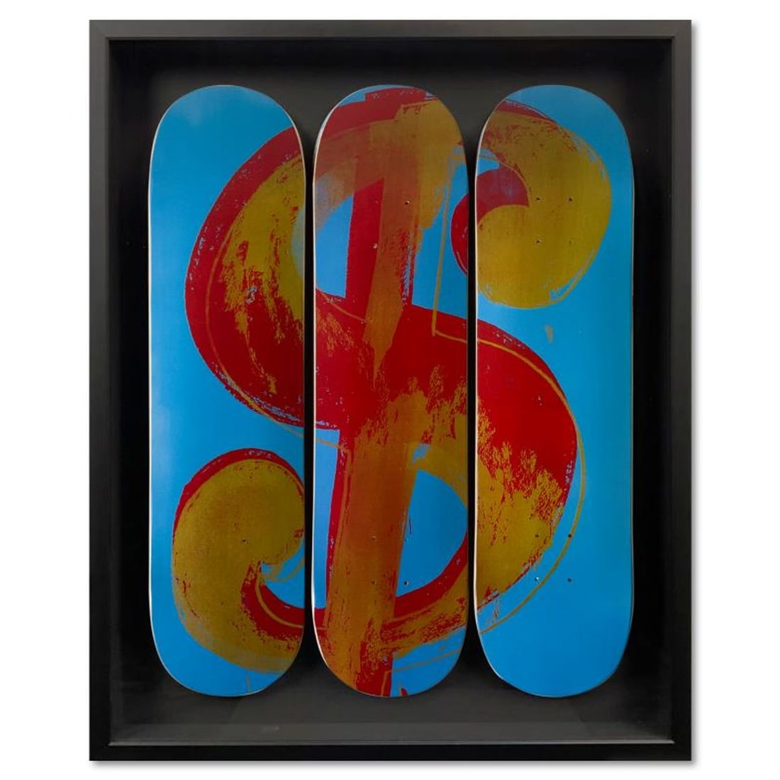 Andy Warhol (1928-1987), "Dollar Sign" Framed Skateboard Triptych, Plate Signed with Letter of