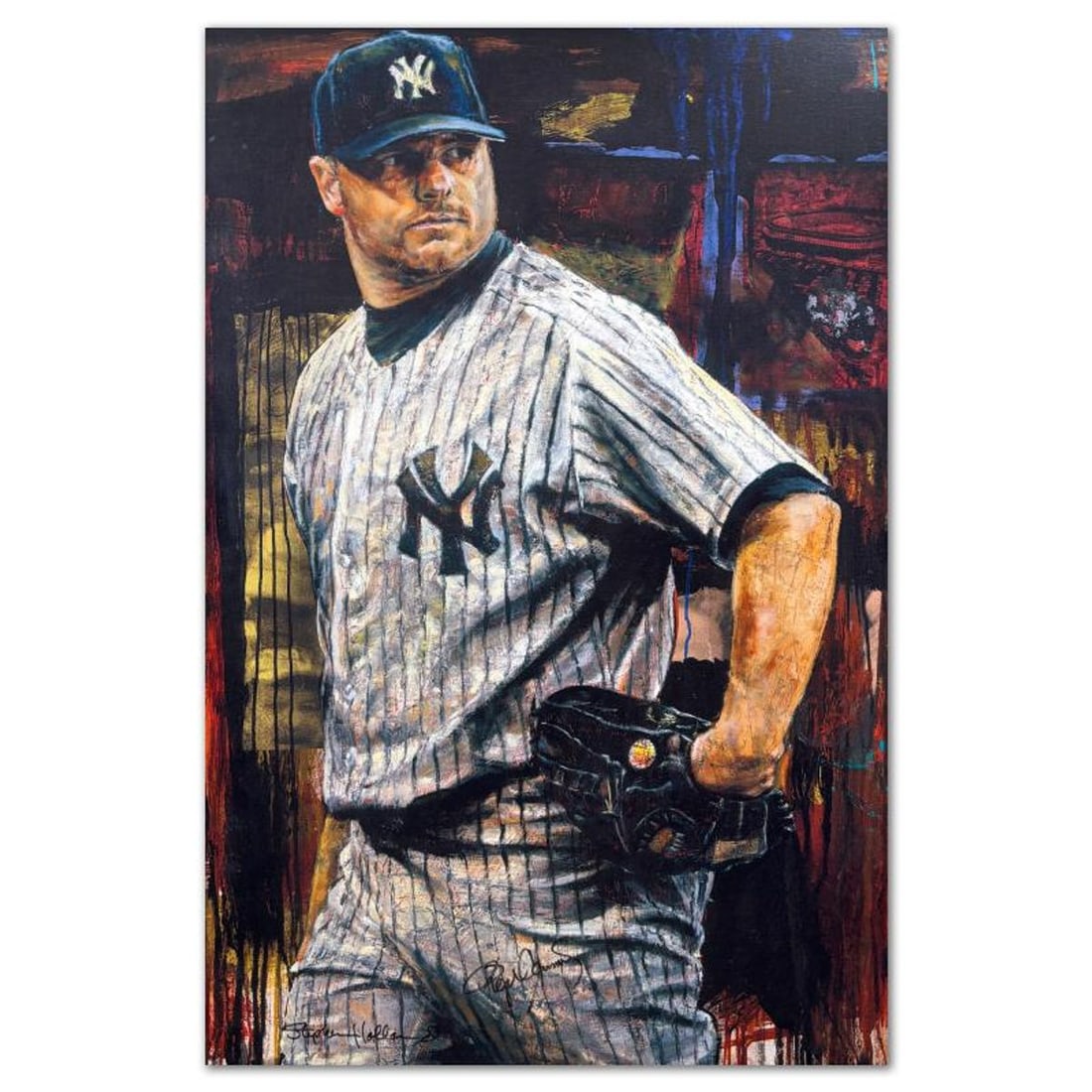 Stephen Holland, "Roger Clemens" Limited Edition on Canvas, Numbered 72/99 and Hand Signed by the: Roger Clemens is a limited edition giclee on stretched canvas by Stephen Holland, numbered 72/99 and hand signed by the artist and Roger Clemens. This piece comes with a verification number from Onlin