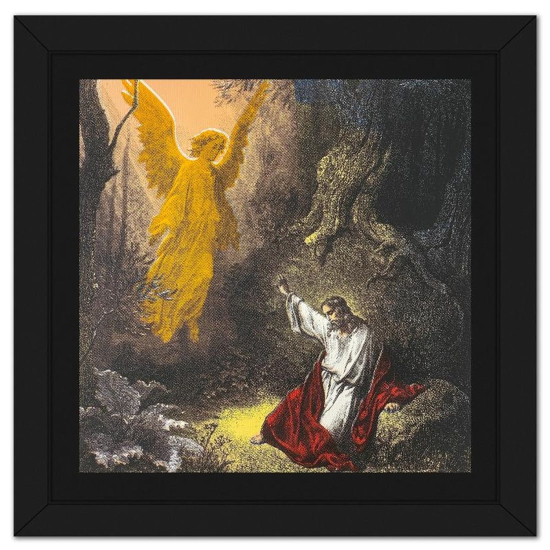 Steve Kaufman (1960-2010), "Jesus and the Angel" Framed Hand Embellished Limited Edition Silscreen,