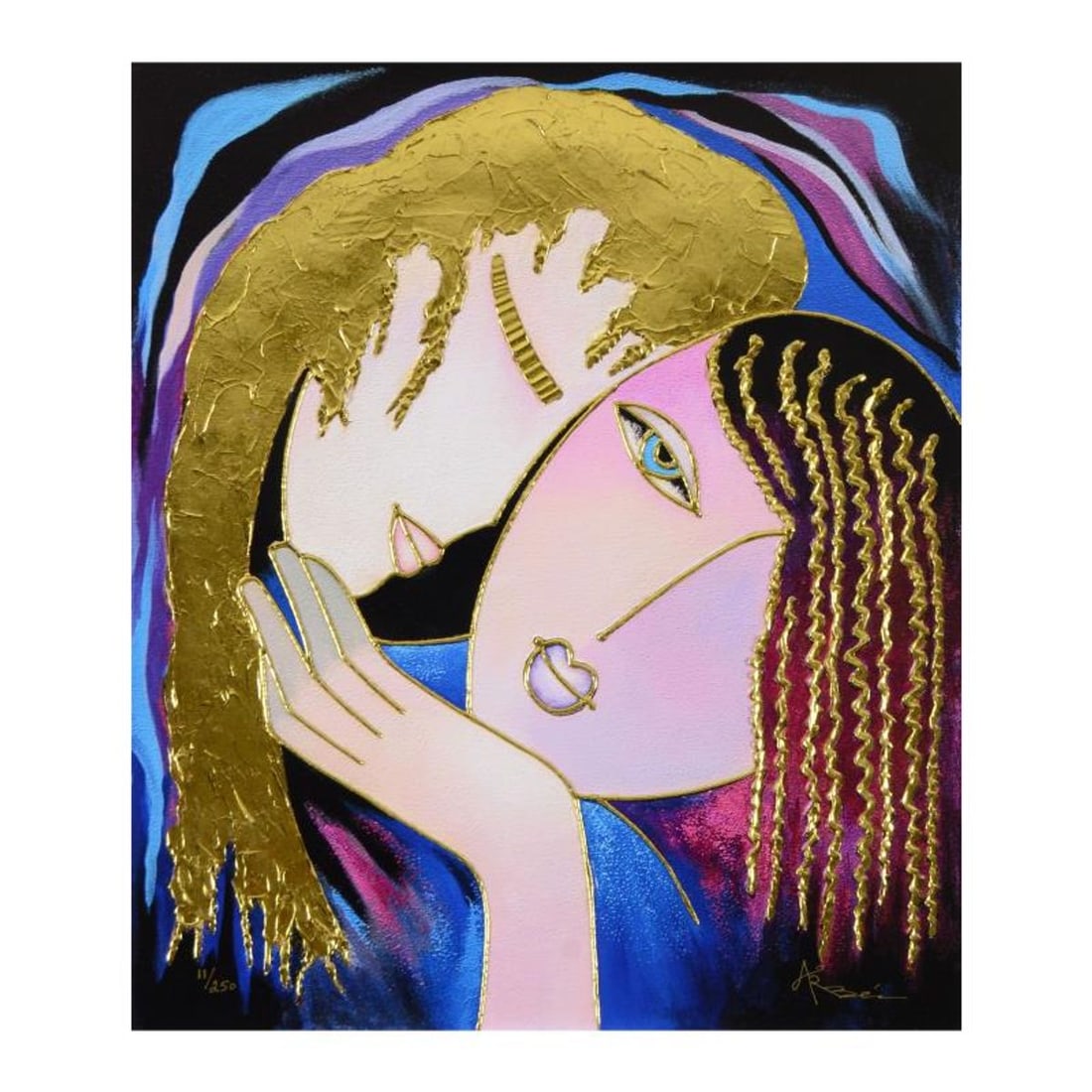 Arbe, "Little Sister" Limited Edition on Canvas with Gold Embellishing, Numbered and Hand Signed