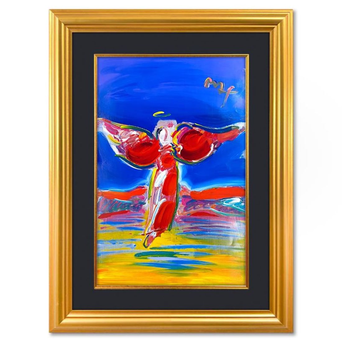 Peter Max, "Ascending Angel" Framed One-of-a-Kind Mixed Media, Hand Signed with Registration Number (1 of 2)