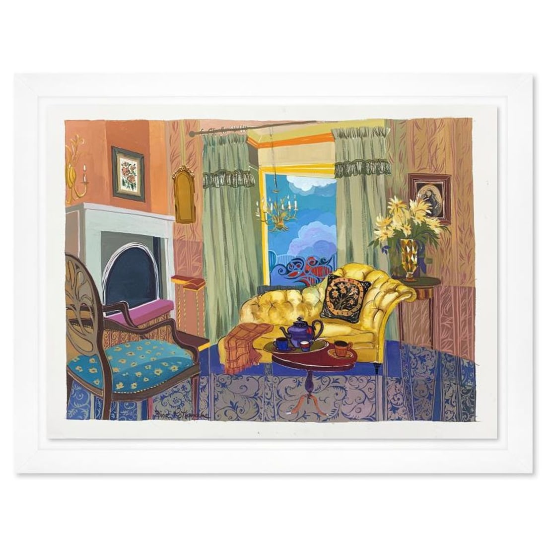 Zina Roitman, Framed Hand Signed Original Painting with Letter of Authenticity.: This is an untitled original painting on paper by Zina Roitman. The piece is hand signed, framed, and comes with a letter of authenticity. Measures approximately 26.5" x 34" (frame), 22.5" x 30" (shee