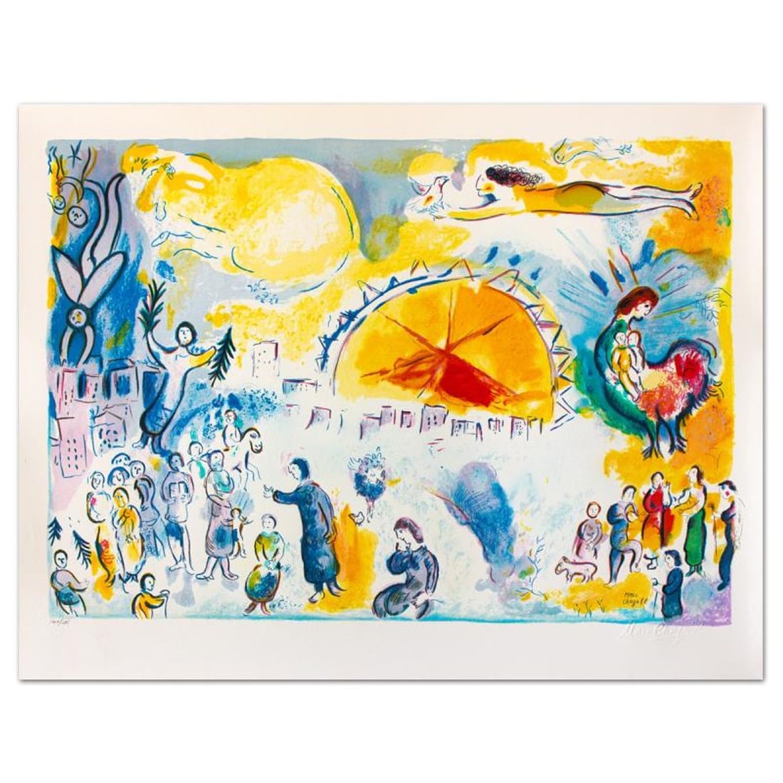 Marc Chagall (1887-1985), "La Procession De Noel" Limited Edition Lithograph with Letter of (1 of 1)