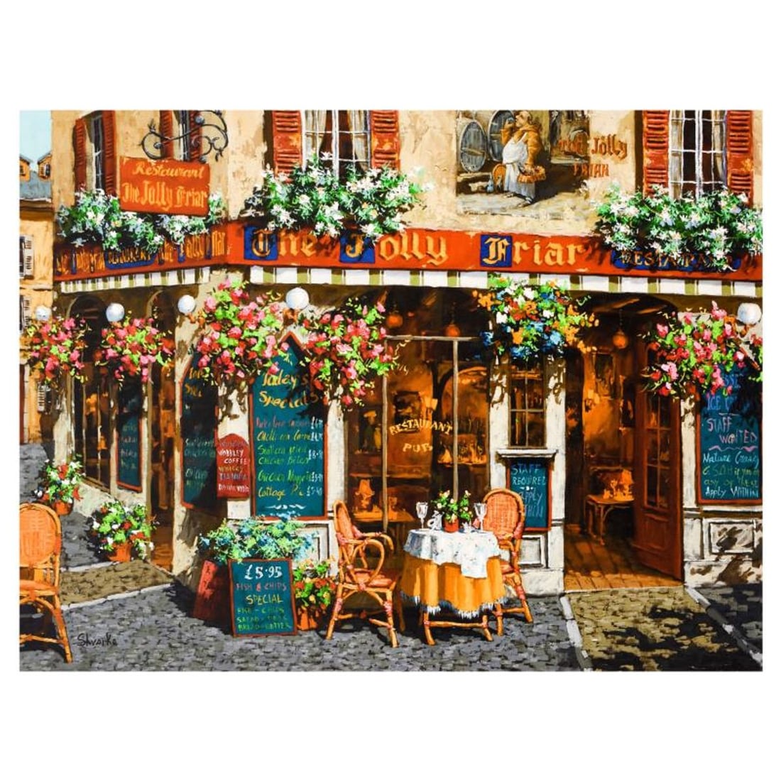 Viktor Shvaiko, "Jolly Friar" Hand Embellished Limited Edition on Canvas, Numbered and Hand Signed