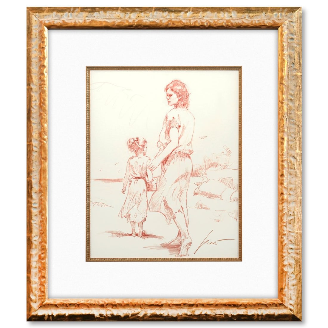 Pino (1939-2010)- Original Drawing on Paper "Untitled": Artist: Pino (1939-2010). Medium: Original Drawing on Paper. Title: Untitled. Size: 20" x 16". Measures approx. 33" x 29" (framed). Signature: Hand signed by the artist. Certificate of Authenticity: I