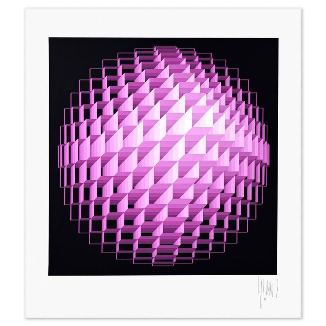 Yvaral (1934-2002), "Sphere" Limited Edition Serigraph, Numbered and Hand Signed with Letter of: Sphere is a limited edition serigraph on paper by Yvaral (1934-2002), numbered and hand signed by the artist. Includes Letter of Authenticity. Measures approx. 25.5" x 23.5" (border), 19" x 19" (image
