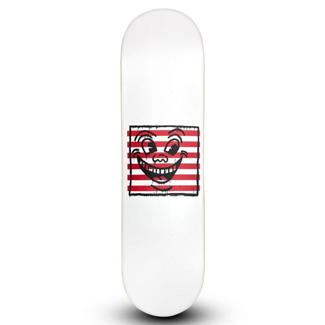 Keith Haring (1958-1990), "Untitled (Smile On Stripes)" Skateboard, Plate Signed with Letter of (1 of 2)