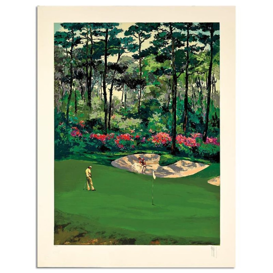 Mark King (1931-2014), "Augusta #13 Rae's Creek" Hand Signed Limited Edition Serigraph with Letter: Augusta #13 Rae's Creek is a limited edition serigraph on paper by Mark King (1931-2014). Hand signed and numbered, this piece comes with a letter of authenticity and measures approximately 40" x 30" 
