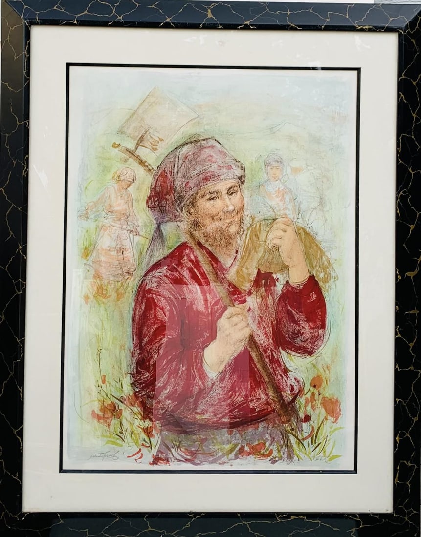 Edna Hibel- Lithograph on paper: Artist: Edna Hibel. Medium: Lithograph on paper. Measures approx. 40" x 50" (framed). Signature: hand signed and numbered by the artist. Reference#: 24966.