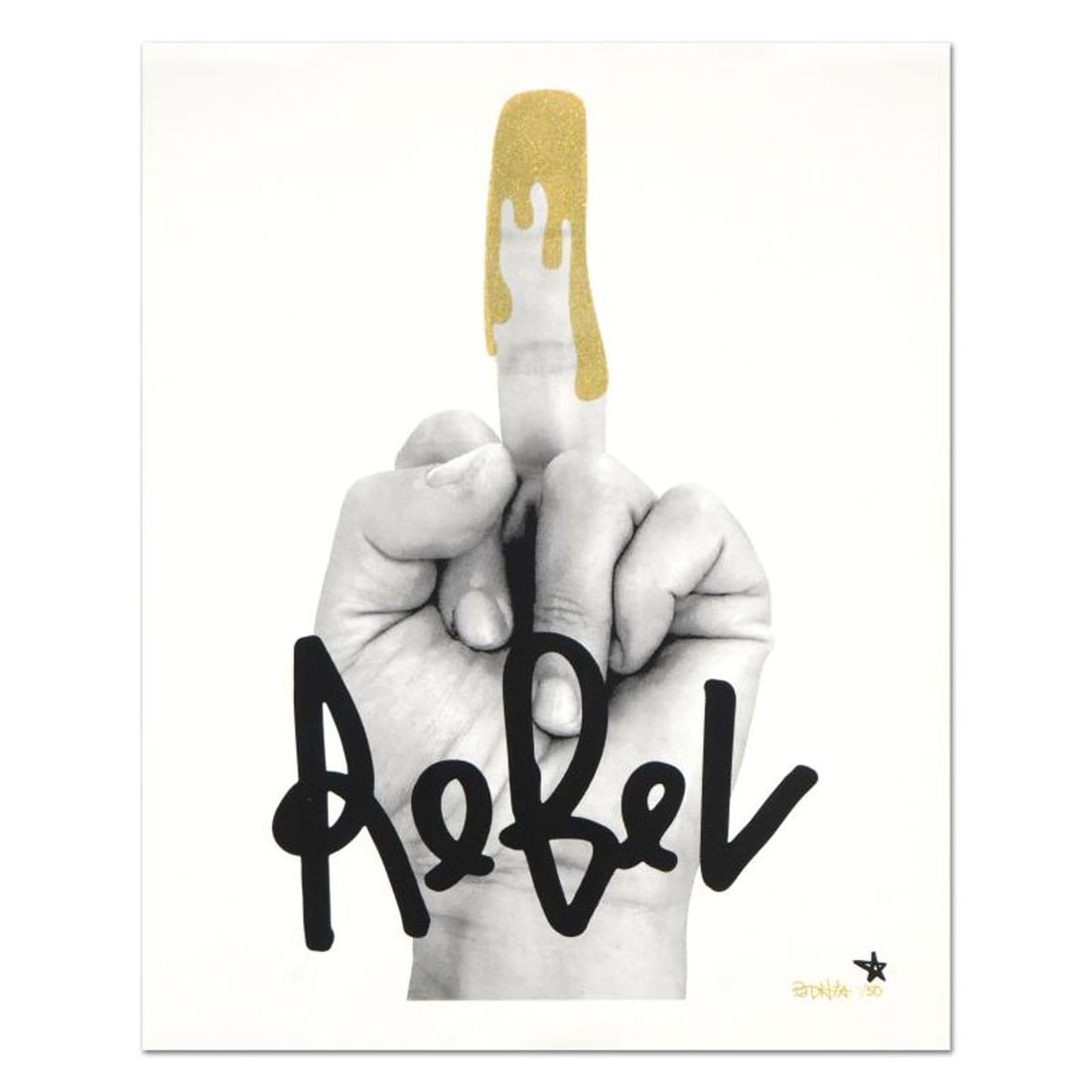 Padhia Avocado, "Glitter Finger" Limited Edition Silkscreen, Numbered and Hand Signed with Letter of: Glitter Finger is a limited edition silkscreen on archival paper numbered hand signed by the artist. Includes Letter of Authenticity. Measures approx. Measures approx. 16" x 20" (image). Reference#: