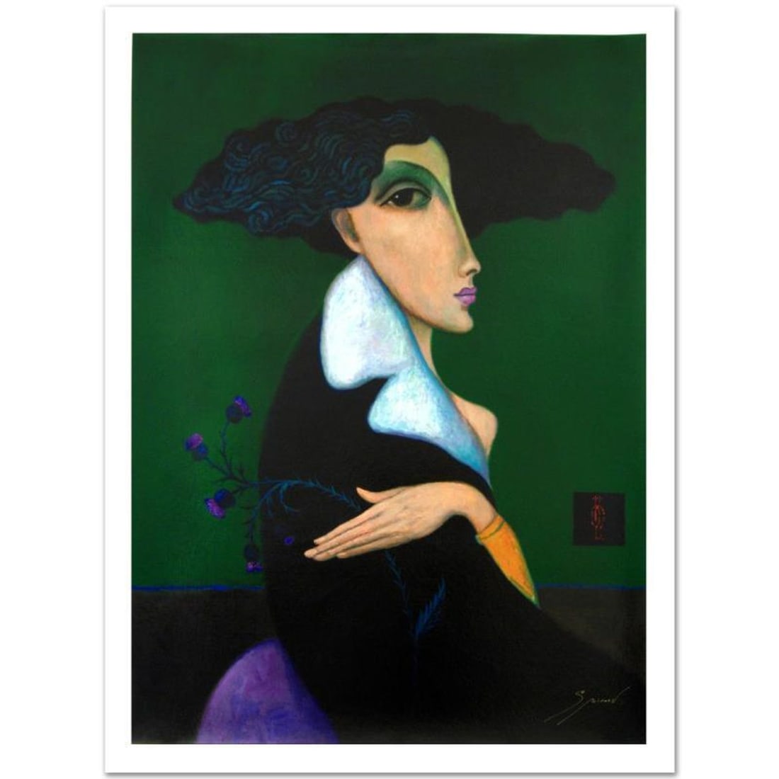 Sergey Smirnov (1953-2006), "Anna Pavlova" Limited Edition Mixed Media on Canvas (30" x 40"),: Combining time-honored religious icon painting with western style portraiture, the hauntingly beautiful art of Sergey Smirnov (1953-2006) is inspired by the 'Parsuna' art movement. "Anna Pavlova" is